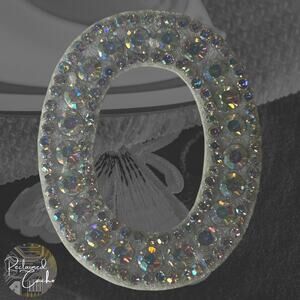 Iridescent Letter O Iridescent Rhinestone Iron On Patch